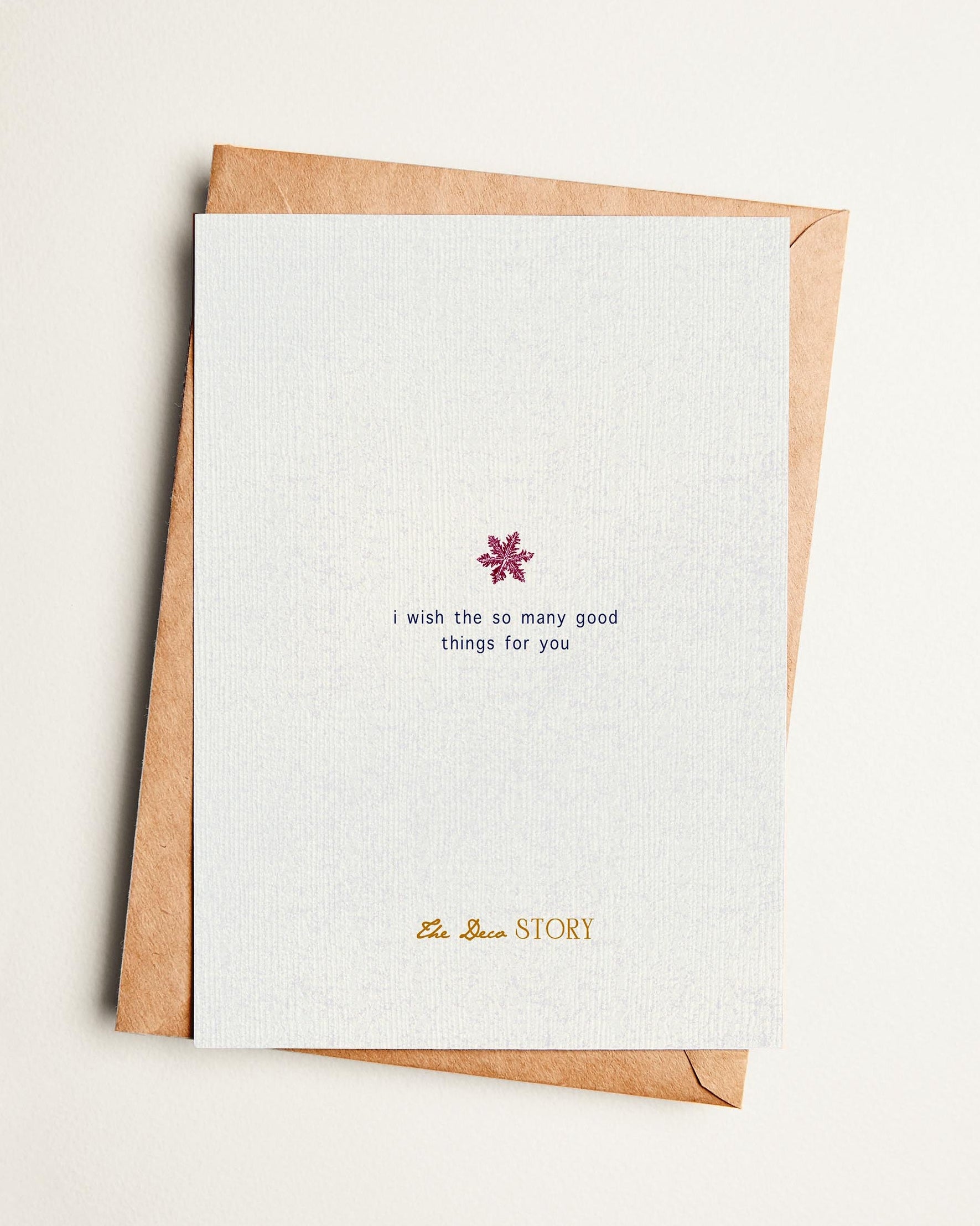 Greeting card with text and a flower illustration on a beige background