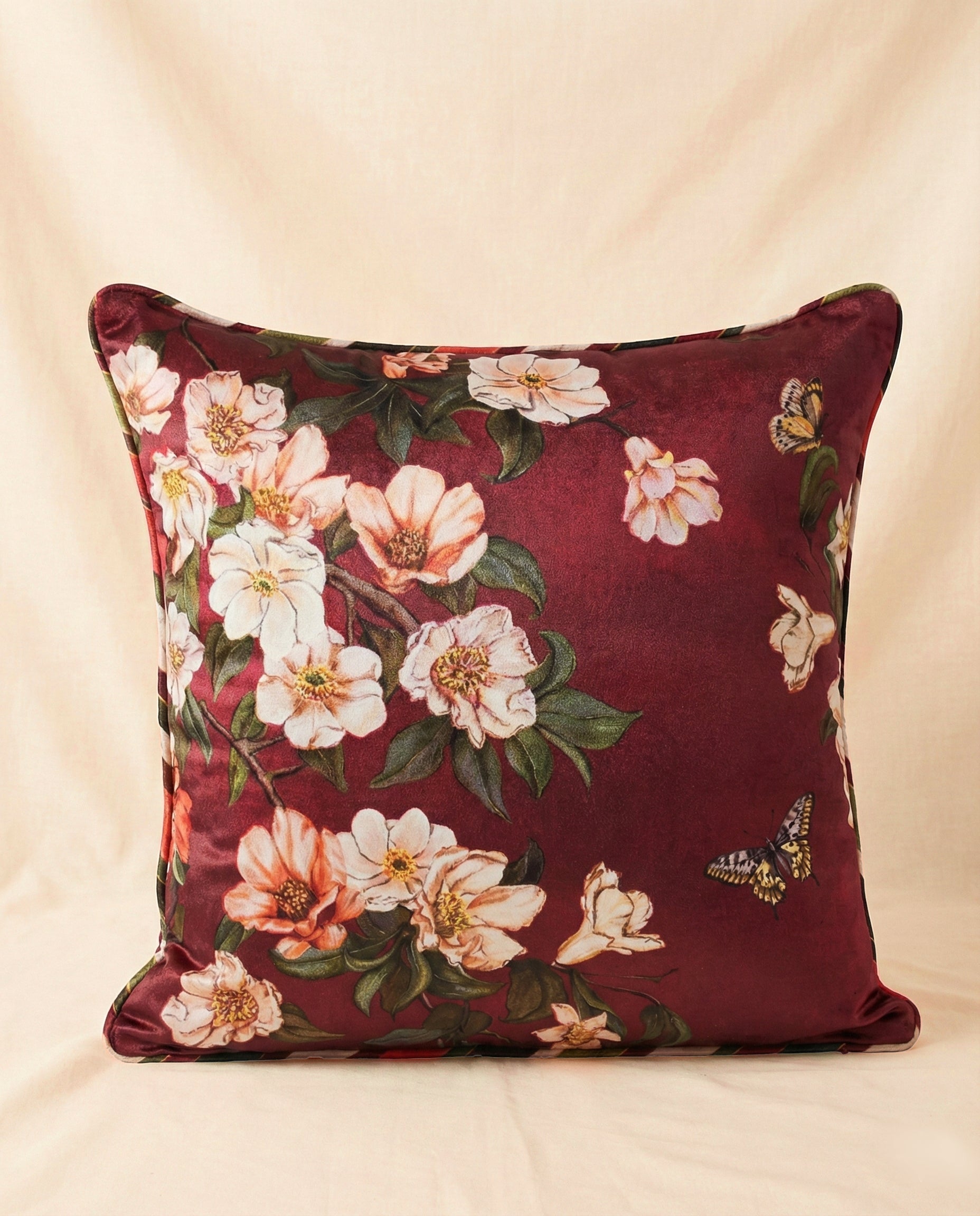 Crimson Botanical & Dove Cushion Covers - Set of 2