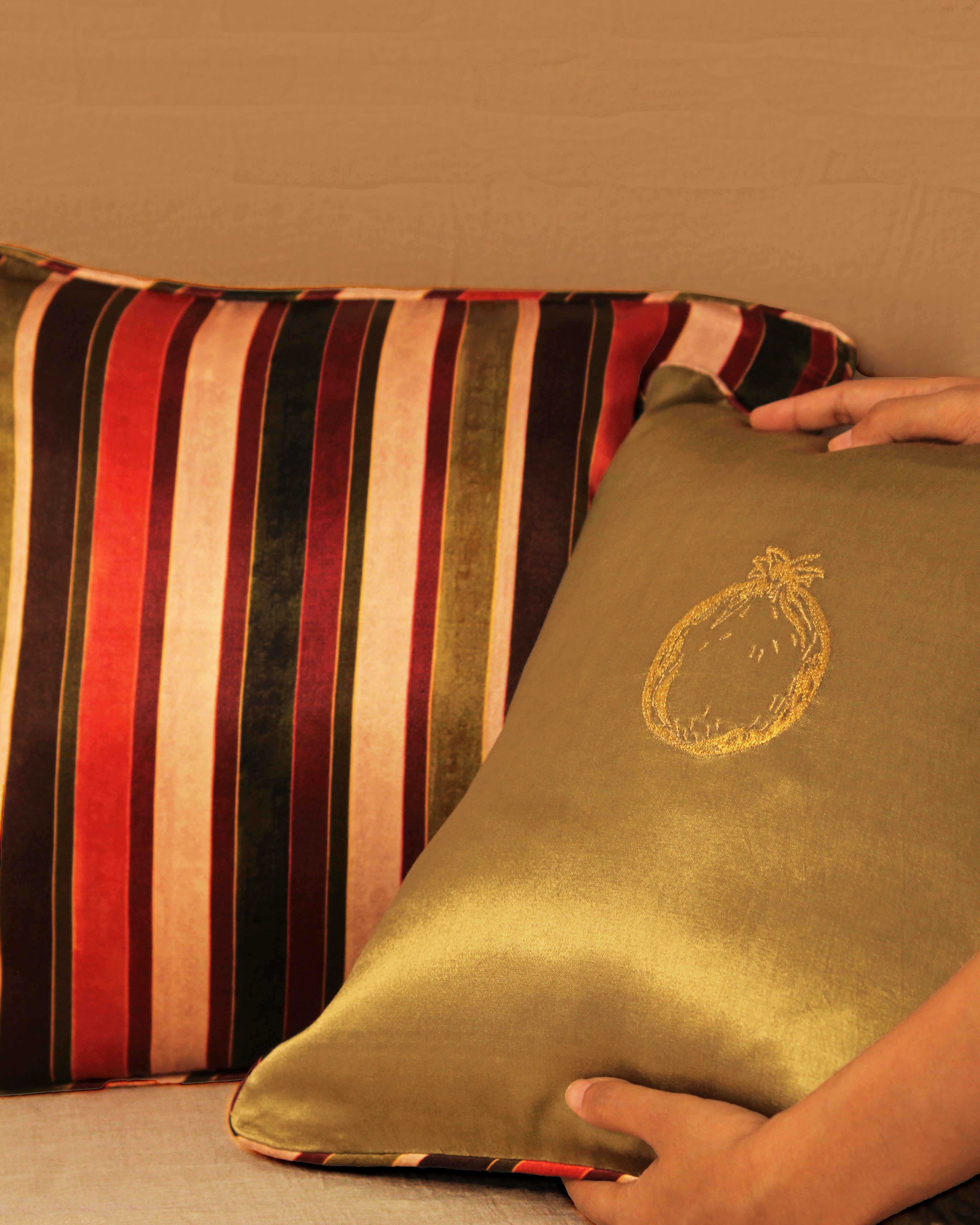 Golden seed Embroidered Cushion Cover