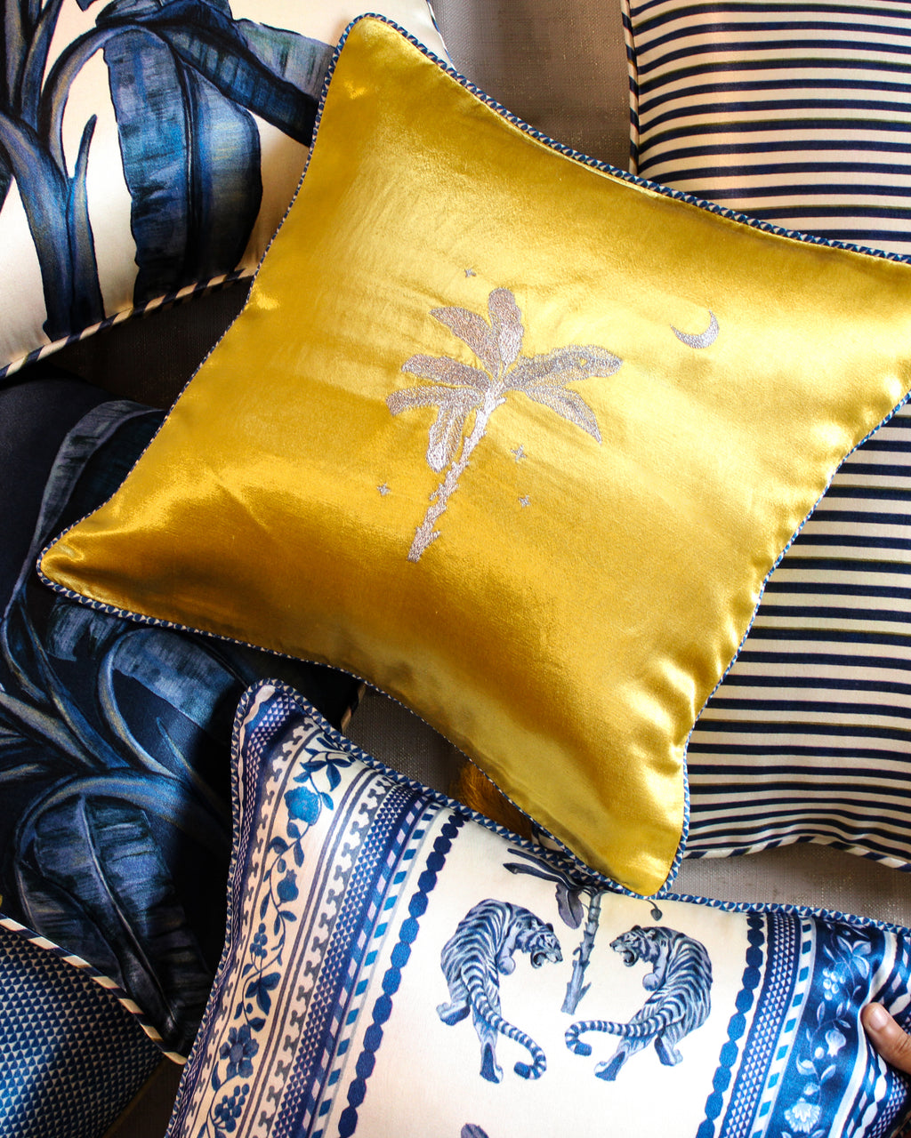 Solara Moon Embroidered  Cushion Cover