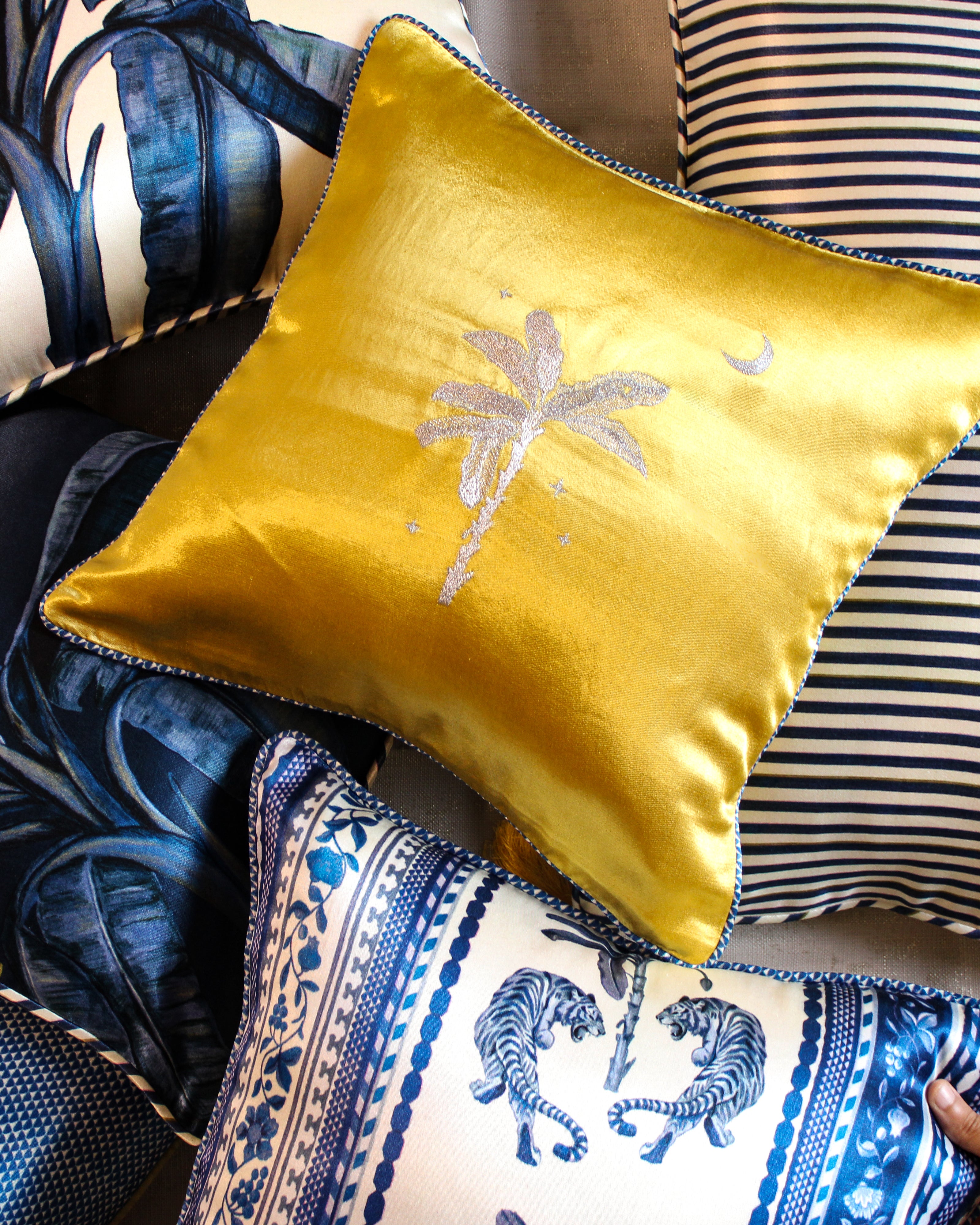Solara Moon Embroidered  Cushion Cover