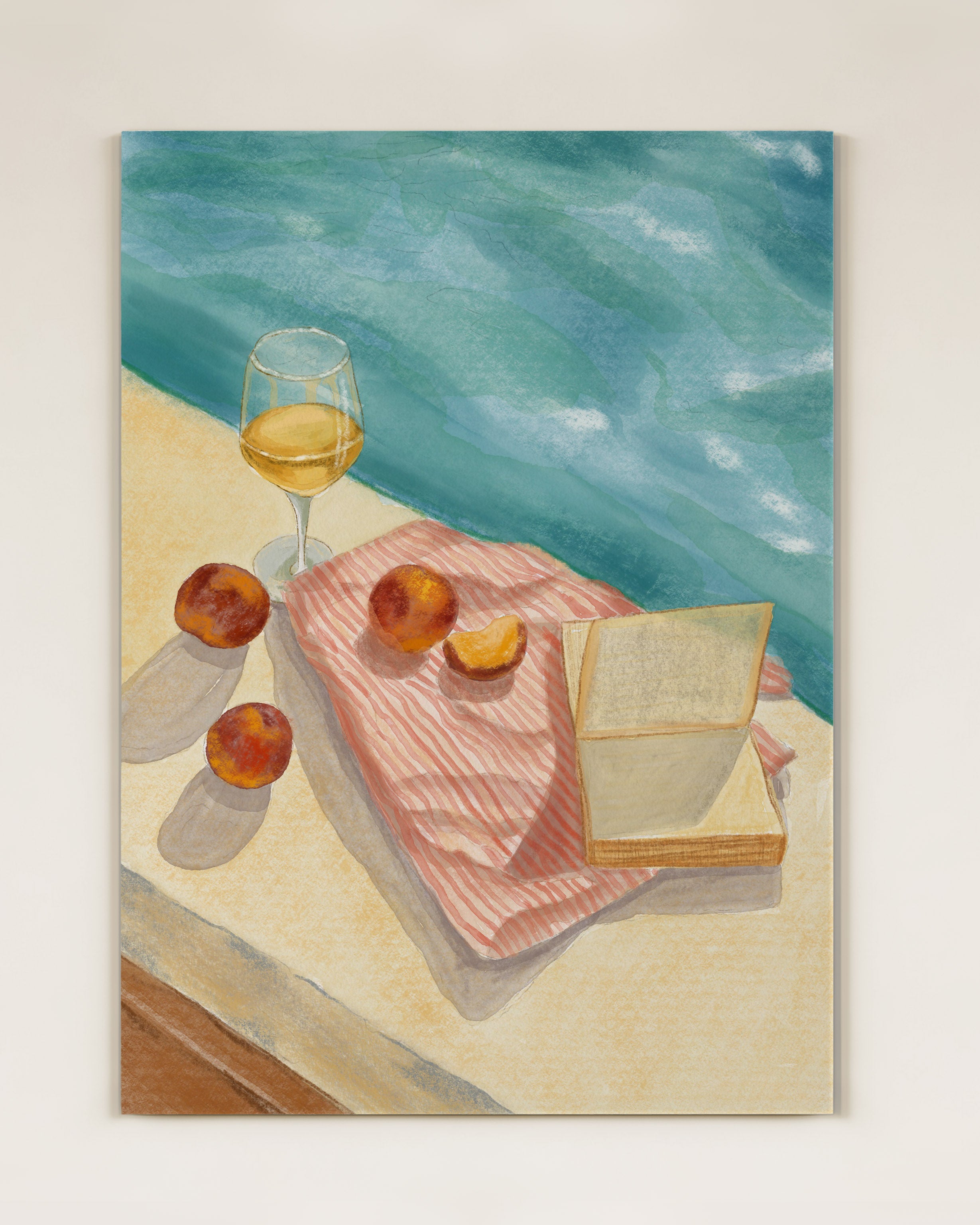 Art Print | 12×16 in | Peaches & White Wine