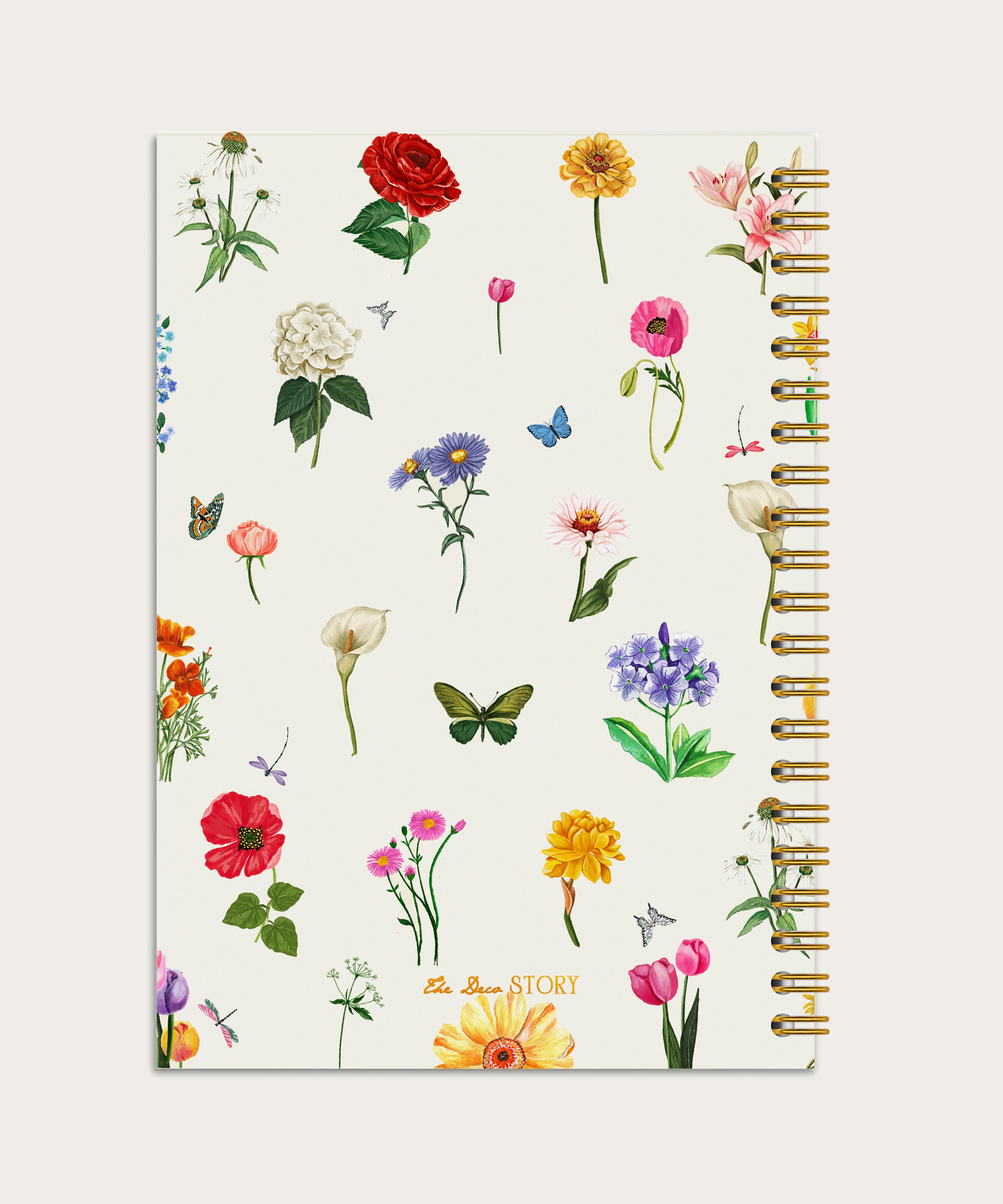 Notebook with floral illustrations on a white background