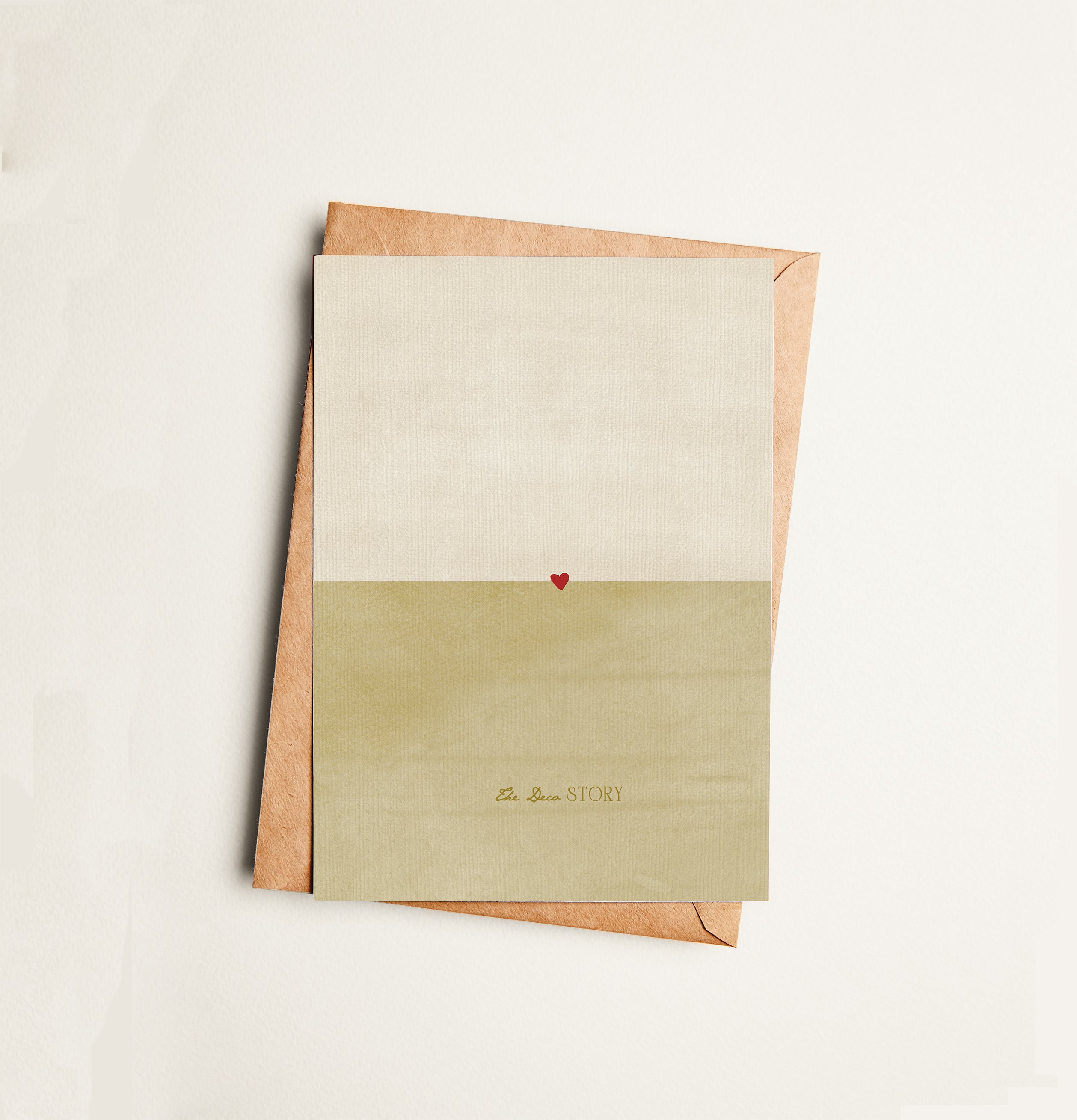 Greeting card with a heart design on a beige background