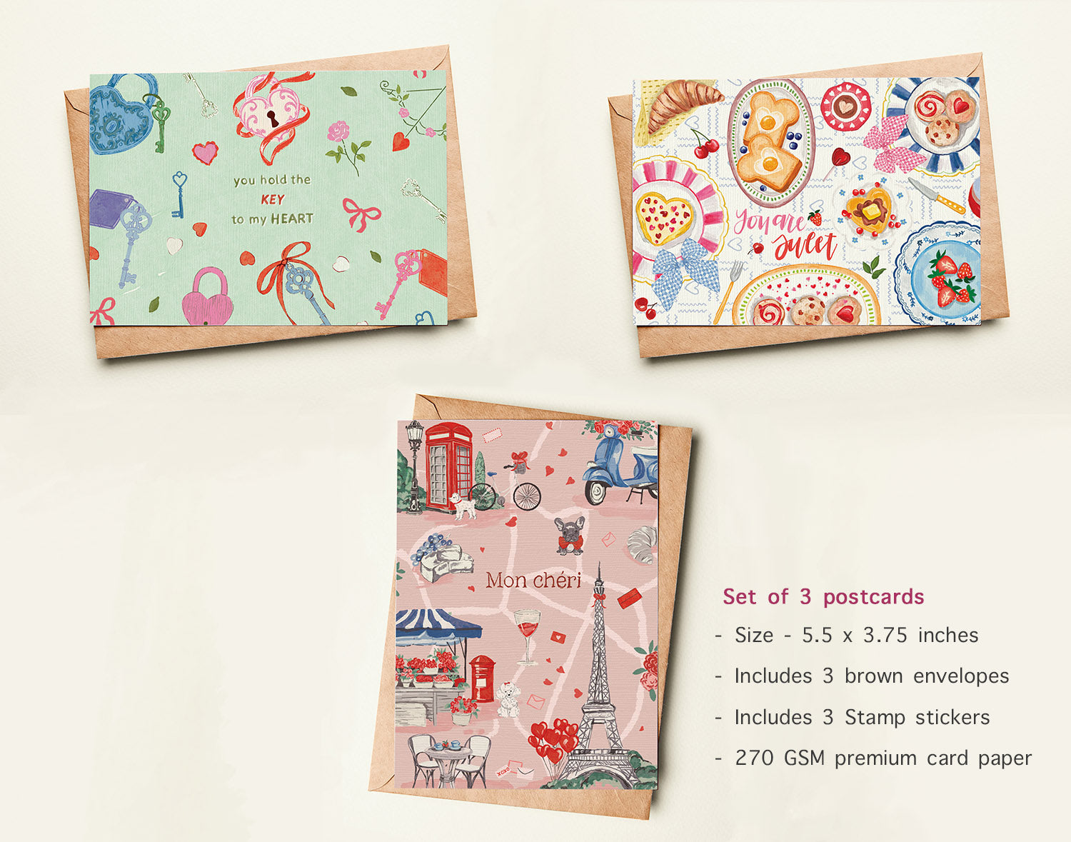 Postcards | The Love Notes | Set of 3