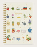 Notebook with illustrated cover featuring slow life on a off white background