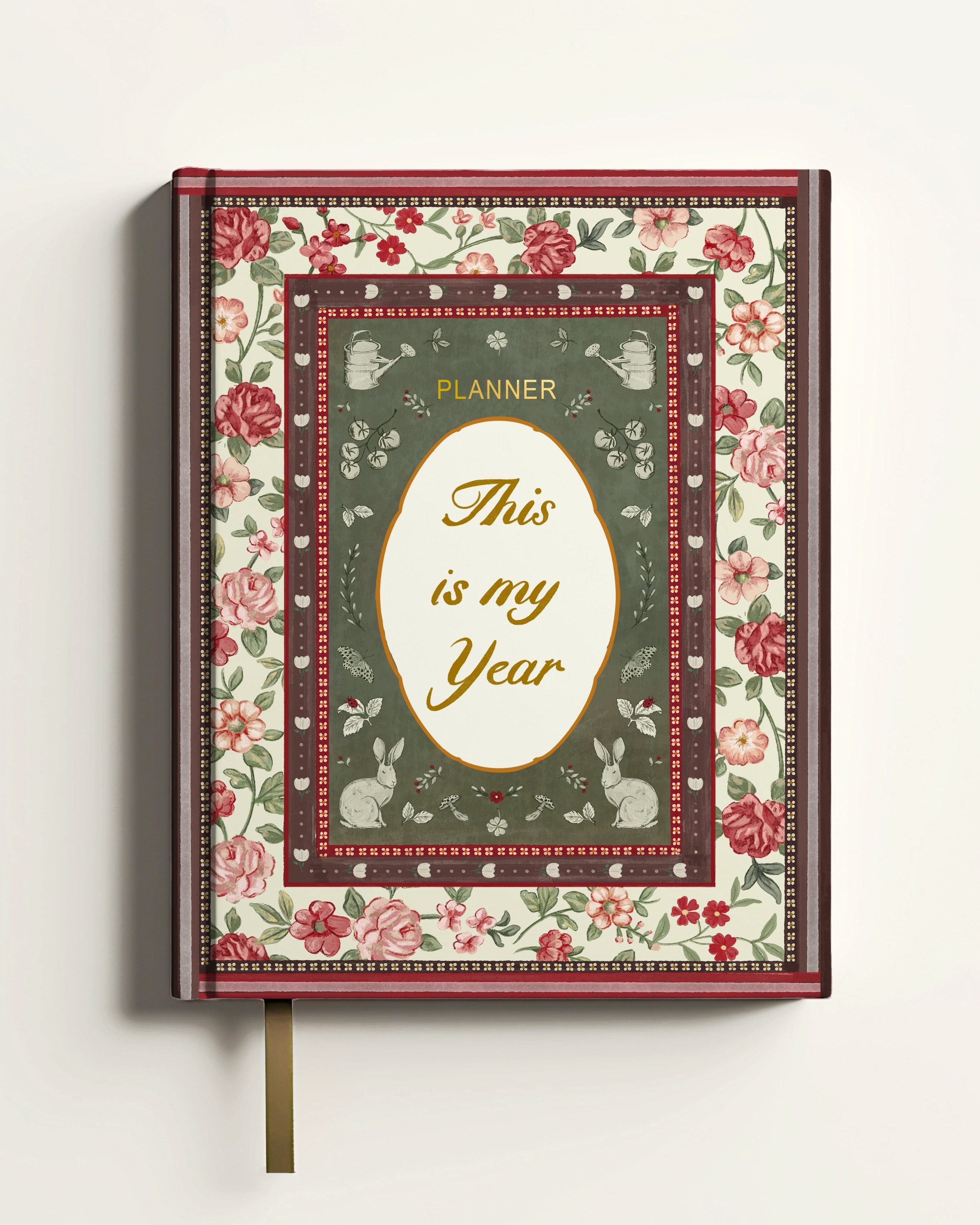 Decorative planner with floral design and 'This is my Year' text on a off white background